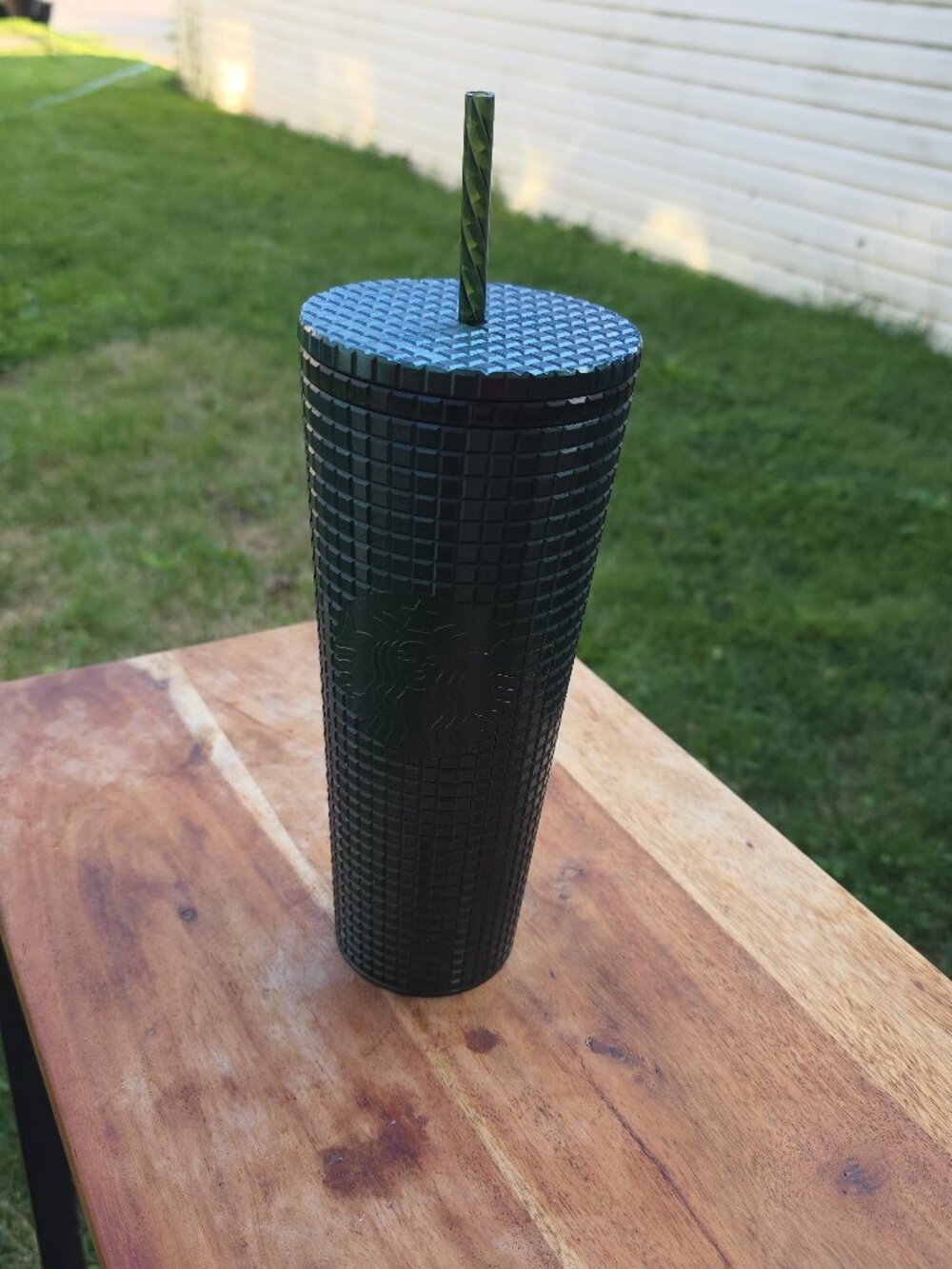 Starbucks Dark Green Grid Studded Tumbler